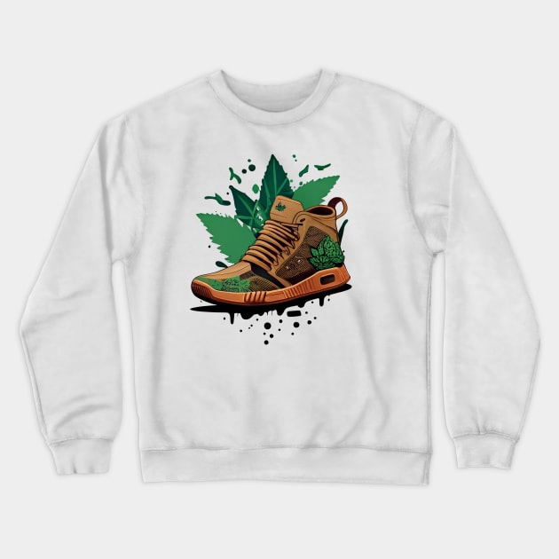Step Up Your Fashion Game with Greenbubble's Cartoon Style Sneaker with Plant in Brown Crewneck Sweatshirt by Greenbubble